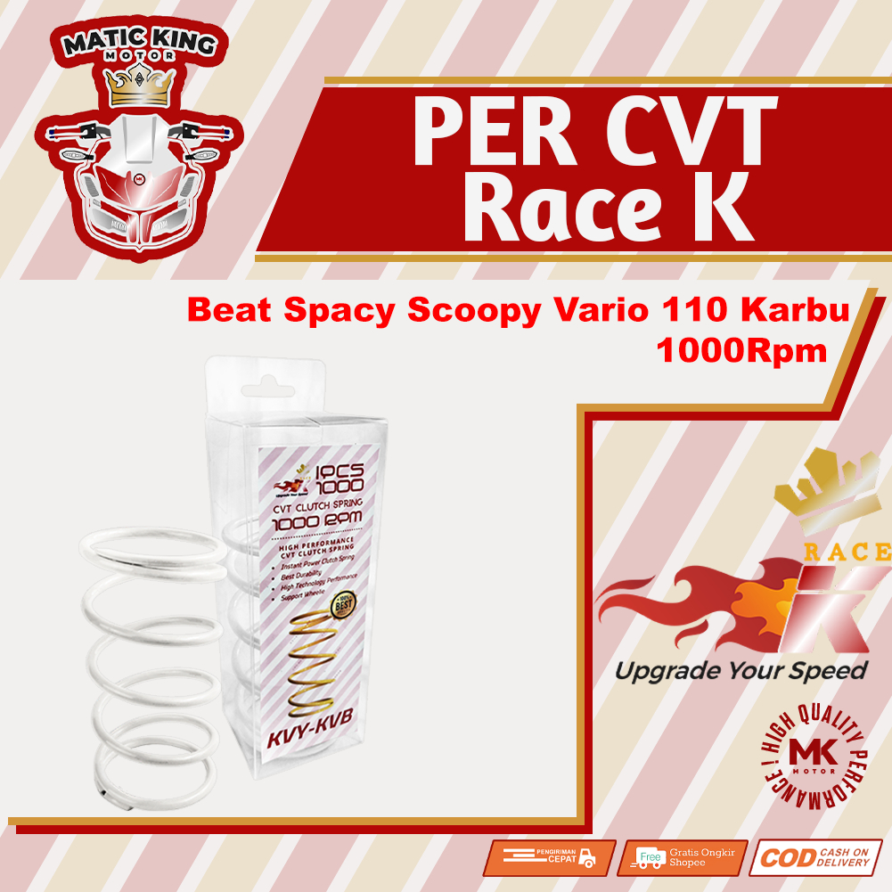 Per CVT Puli Pully Racing KVB KVY Vario Beat Scoopy Spacy Karbu 110 Race K 1000 RPM