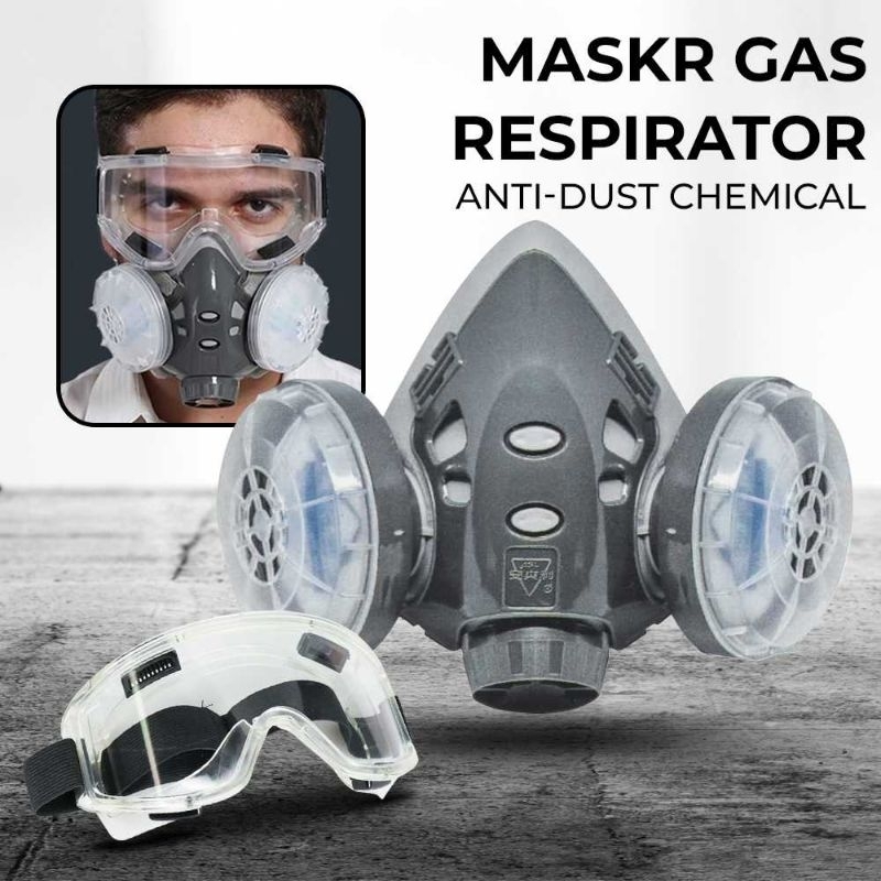 Kacamata + Masker Gas Respirator Full Face Anti-Dust Chemical