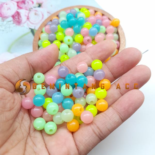 (60 Pcs) Manik Mote Bulat Jelly Mint Bahan Meronce DIY