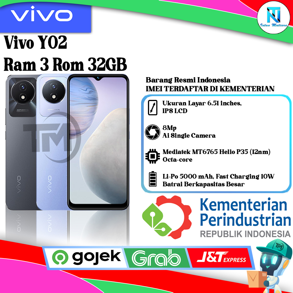 Vivo Y02 Ram 3 Rom 32GB | Y20T Ram 4 Rom 64GB