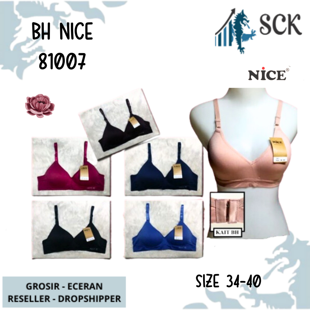 BH NICE 81007 Busa Tipis Tanpa Kawat / BH Wanita Busa Tipis Soft KAWAT / Pakaian Dalam Wanita - sckmenwear GROSIR