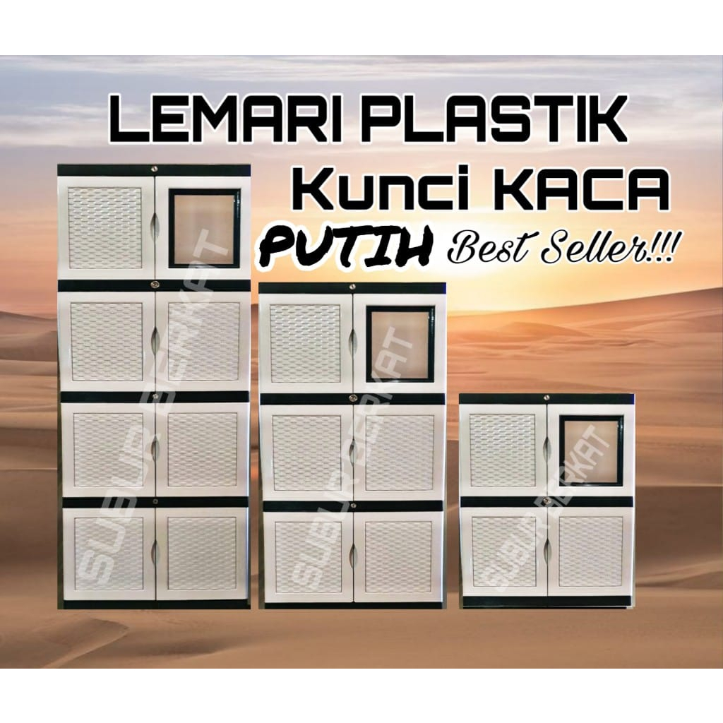 Lemari Plastik Lemari Pakaian Lemari Baju Kaca FULL KUNCi