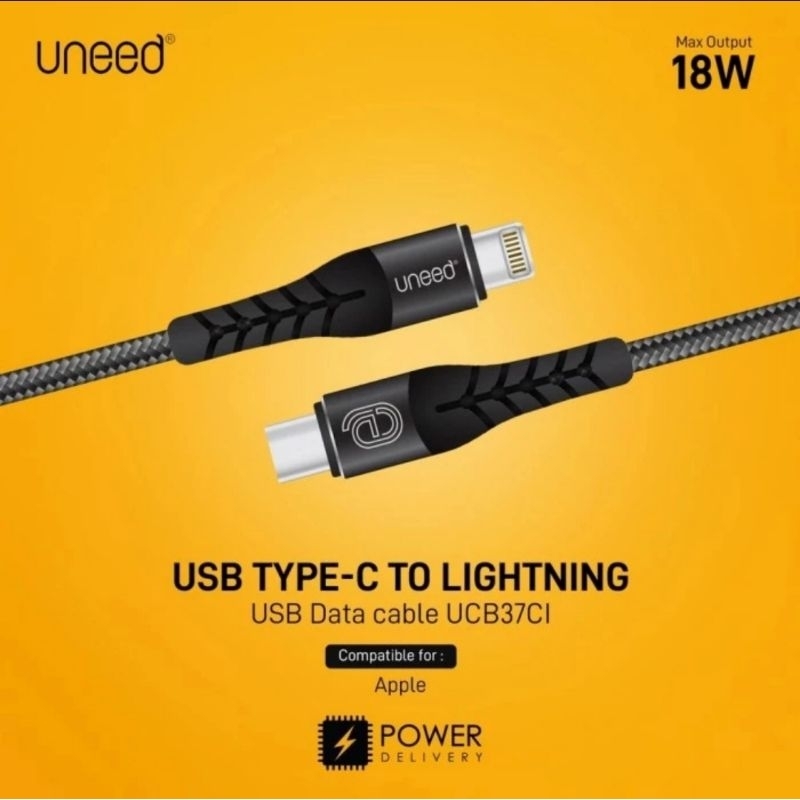 Uneed Kabel Data Type C To Lightning PD 18W Fast Charge - UCB37Ci