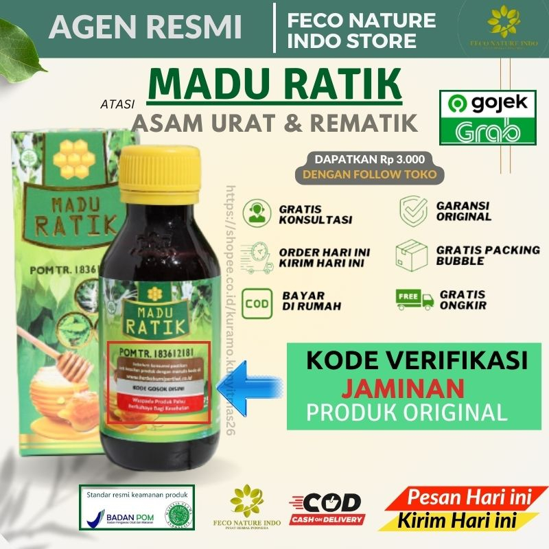 Madu Ratik Herbal Original untuk Nyeri Tumit Sakit Pinggang Jari Rematik Asam Urat Kolesterol Ampuh