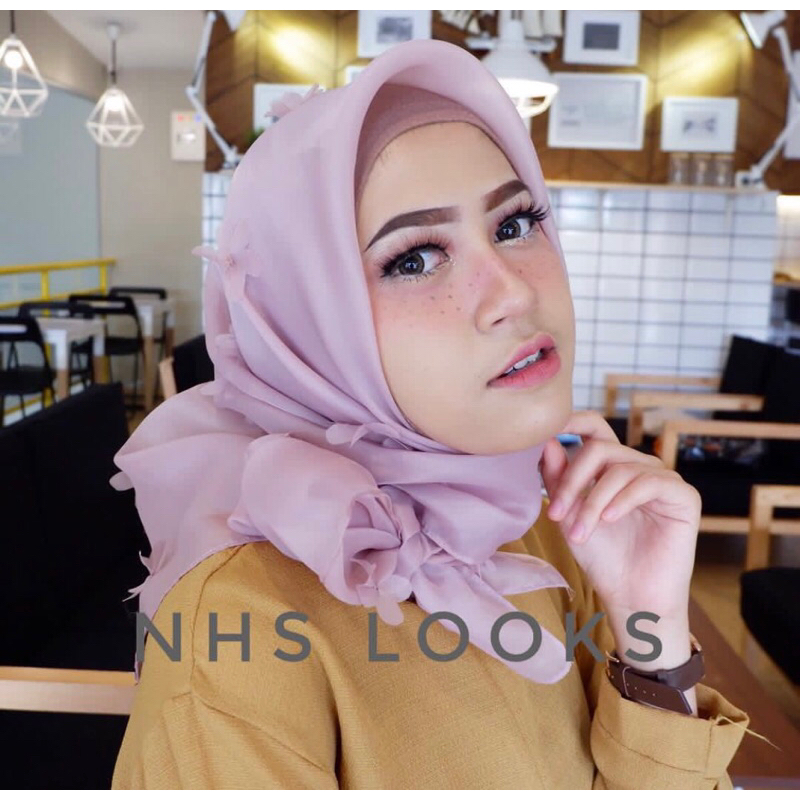 Hijab Flowery Organza by NHS.LOOKS (2 pcs)