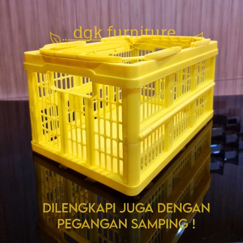 Keranjang Rak Kotak Storage Organizer Box Penyimpanan LIPAT Portable Fold Foldable SERBAGUNA Multifungsi Belanja Mainan Baju Buah Parsel Parcel Aesthetic Estetik Handle Pegangan Berpegangan PLASTIK