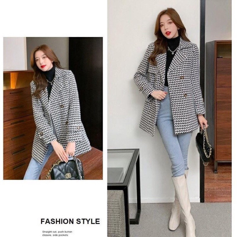 coat jaket wanita houndstooth original