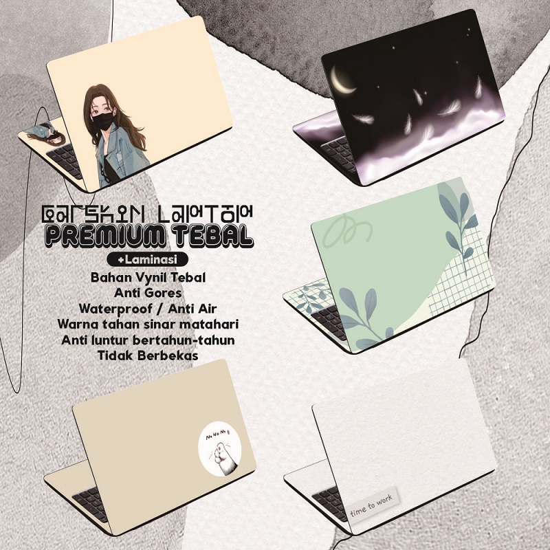 Garskin Laptop Anti Gores Aesthetic Pastel Premium Full set 10 12 13 14 15 inch  Universal Untuk Semua Merk Laptop