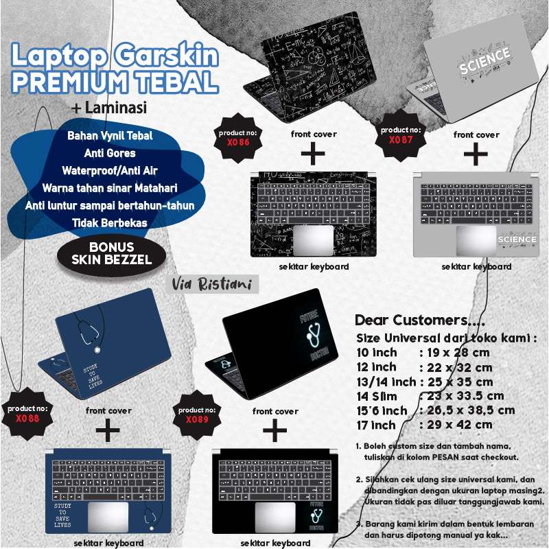Garskin Laptop Anti Gores Doktor Perawat Science Best Job  Premium Full set 10 12 13 14 15 inch  Universal Untuk Semua Merk Laptop