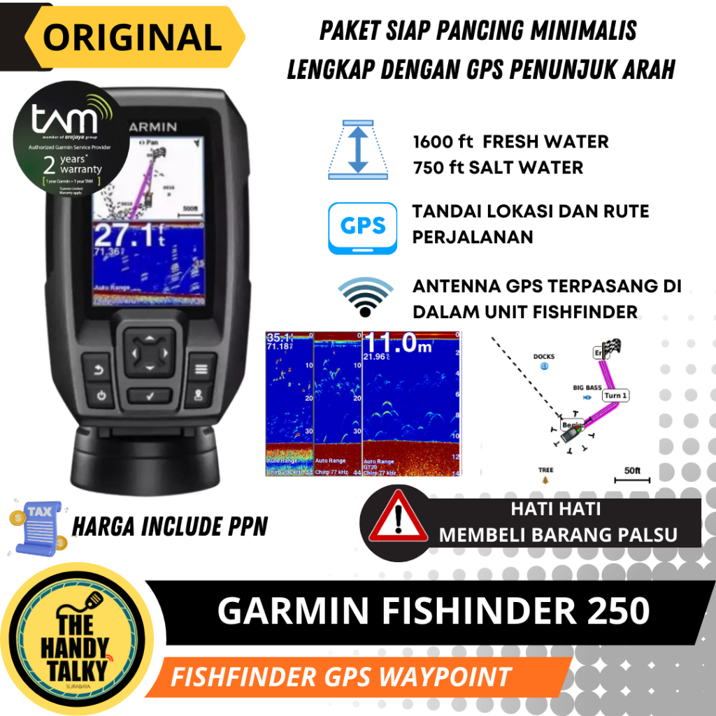 GARMIN GPS FF250 GPS APAC FISH FINDER NEW ORIGINAL GARANSI RESMI TAM