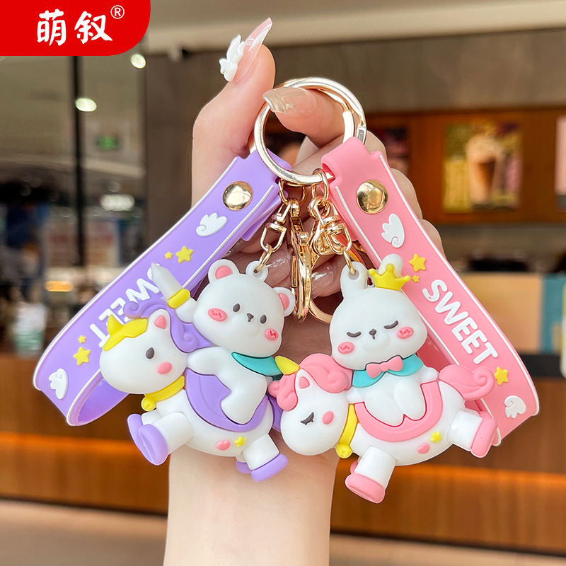 GK3D Gantungan kunci 3d lucu imut korea bear hat bunny duck frog carrot cloud fruit avocado Cinta unicorn bear Beruang Tas Perhiasan Liontin Gadis Pasang Gantungan Kunci Merah pink fur bulu kucing hadiah souvenir