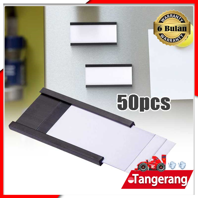 50pcs Magnetic Label Holders with Data Card Holders Label Magnetik Dengan Pelindung Plastik