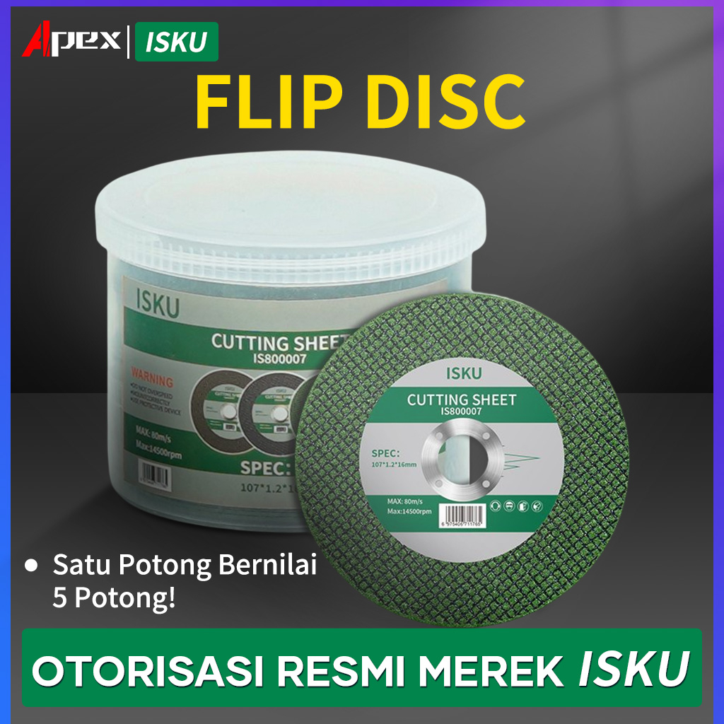 ISKU Mata Gurinda Batu Gerinda Potong 25 pcs Besi Cutting Wheel 4 Inch Flip Disc 107 x 1.2 x 16 mm stain less