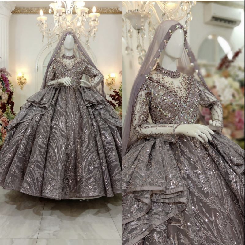 GAUN PENGANTIN BARBIE GOTIK MEWAH BEREKOR //GAUN WEDDING TILE AKAR TRIDI FULL PAYET