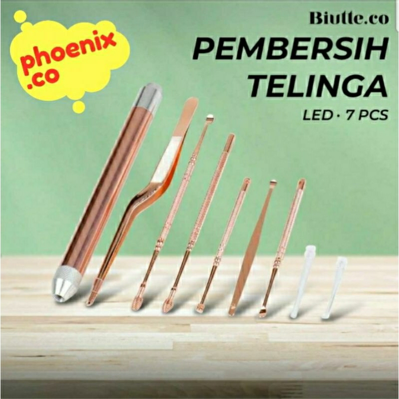 Pembersih Telinga Premium Korek Kuping Premium Ear Spoon LED 7 PCS - JC9