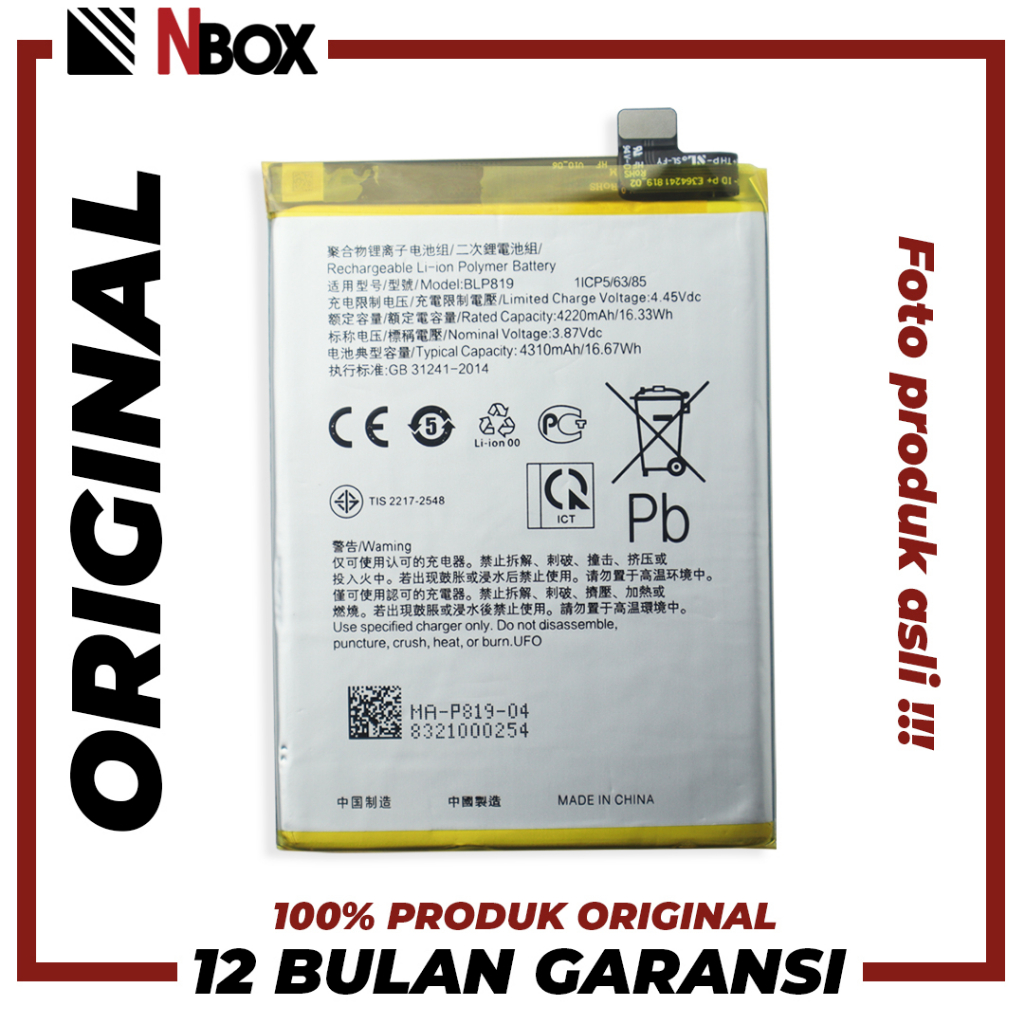[GARANSI 100% ORIGINAL] Baterai Oppo Reno 5 4G / Reno 5 lite / Reno 5F / Reno 5Z / BLP 819 Batrai Ba
