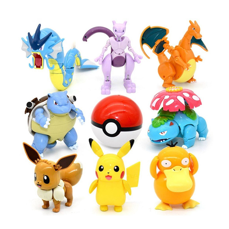 Mainan Anak Super Deformed Figure Pokeball Pokemon Pocket Monster Deformation Toy Pikachu Original New