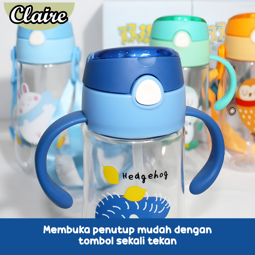 Botol Minum Anak Karakter 450ml / Botol Minum Anak BPA Free Dengan Tali