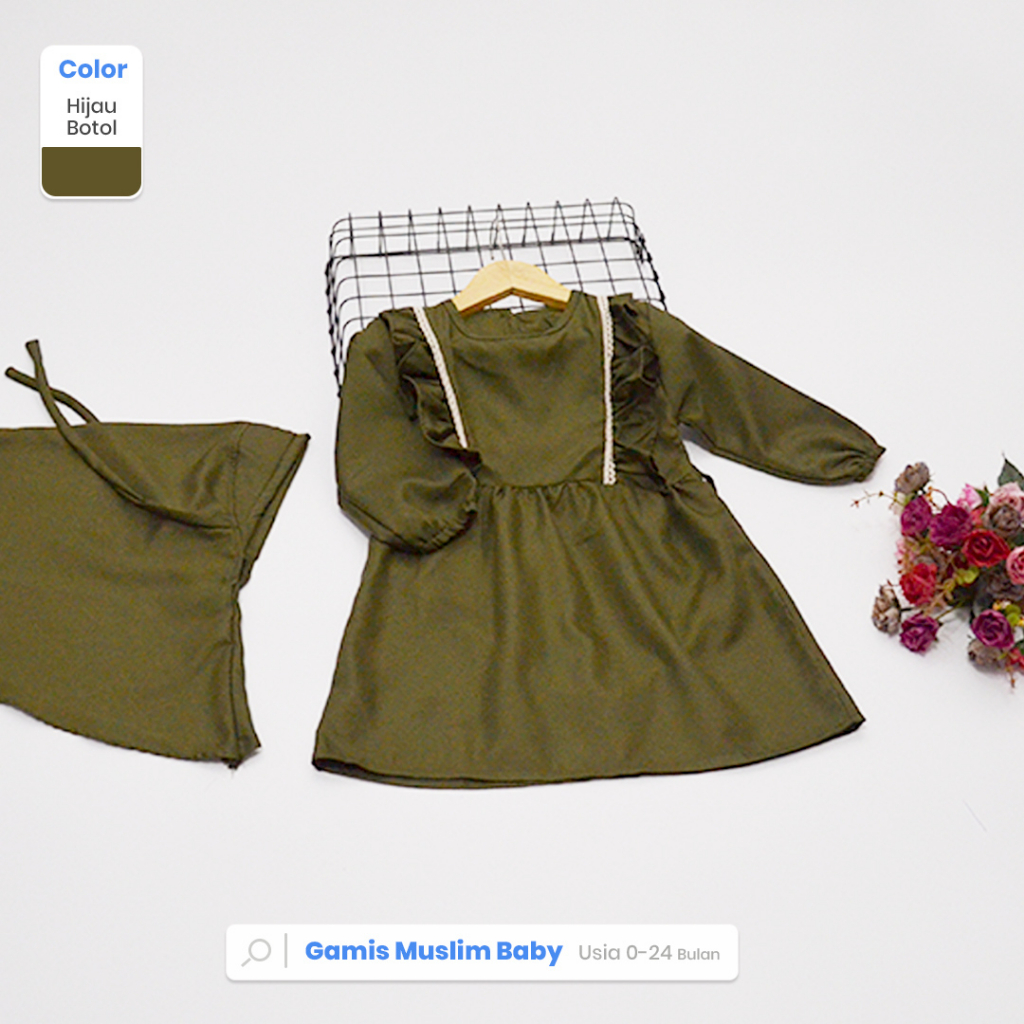 GAMIS BABY CANTIK PEREMPUAN+HIJAB / BAJU BAYI