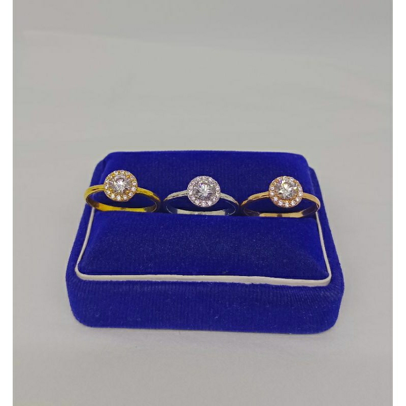 cincin solitaire mp kell/perak asli silver 925 lapis emas/perhiasan fashion wanita terbaru
