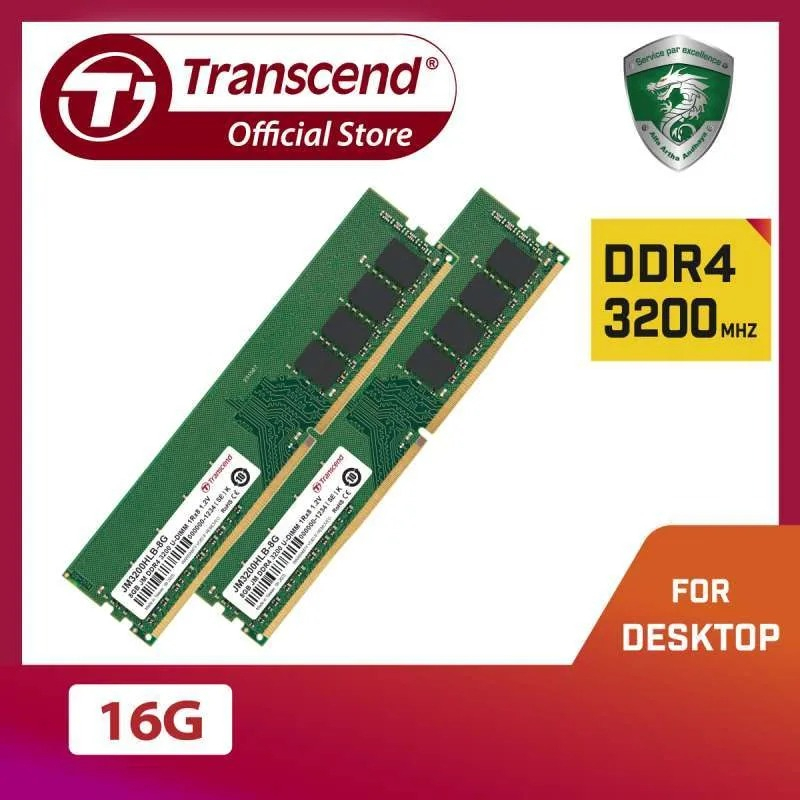 Transcend U-DIMM JETRAM DUAL CHANNEL KIT DDR4 3200 - 16GB (2x8GB) RAM KOMPUTER DESKTOP