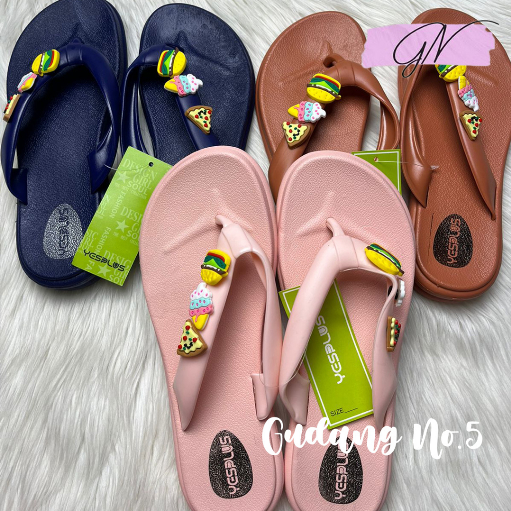 GN-8005-1 Sandal Jepit Jelly Wanita Fashion Korean dengan Jibbitz Style Import Yesplus PCU