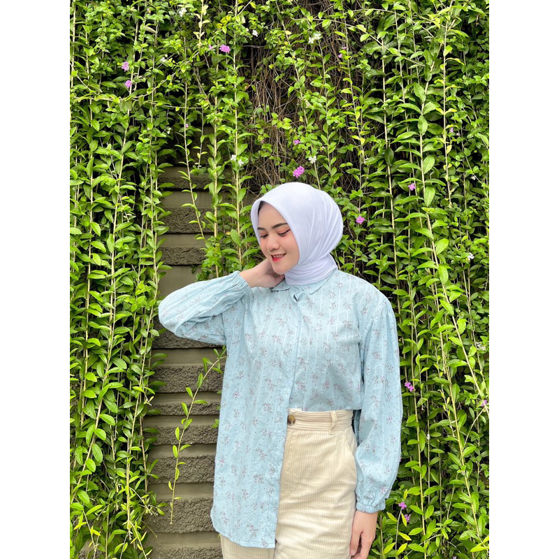 Alea Blouse Cotton Korean Look Flower Shirt by Vitafa