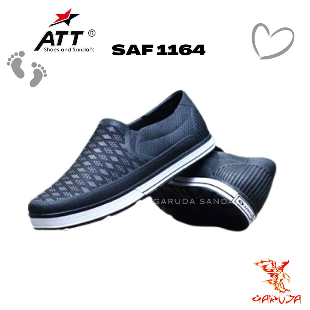 Sepatu Slip On Pria Sankyo SAF 1164 Karet motif Silang Anti Air