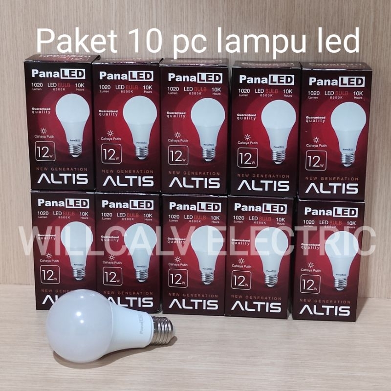 Paket 10 pc lampu led bulb PANALED ALTIS 12W cahaya putih E27 6500K