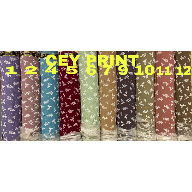 Kain Rayon Crinkle Airflow Printing Motif Daun High Quallity Meteran/ Katun Rayon Kringkel Motif Mew