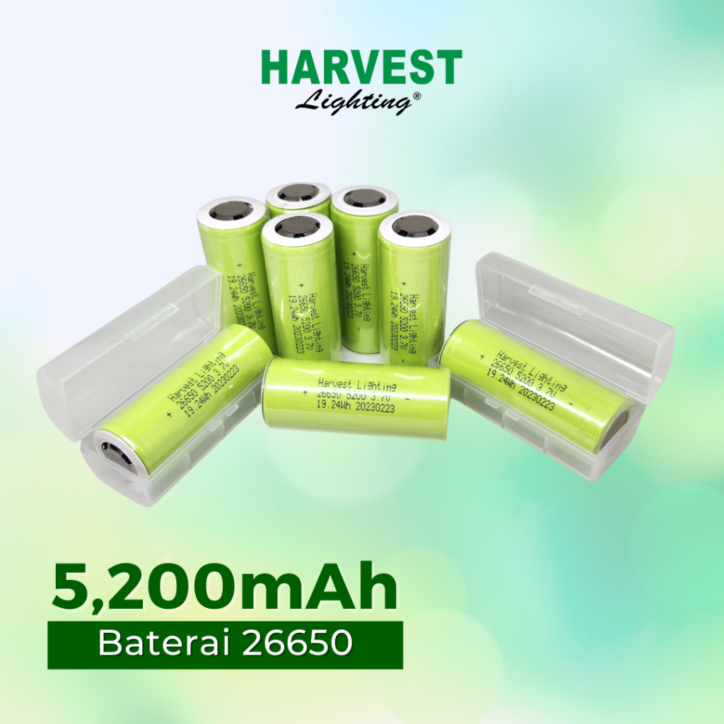 Paket Battery 26650 Harvest Lighting Authentic 5200mAh Baterai Original