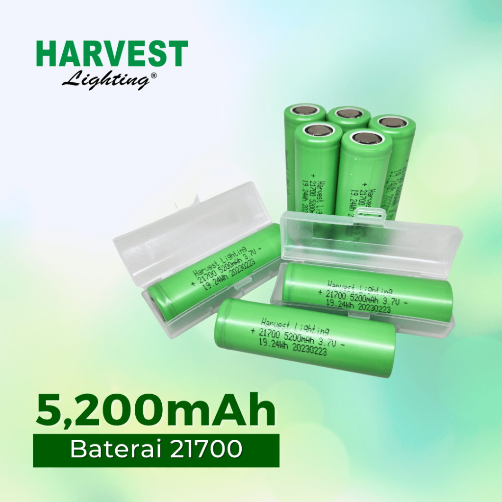 Paket Battery 21700 Harvest Lighting Authentic 5200mAh Baterai Original