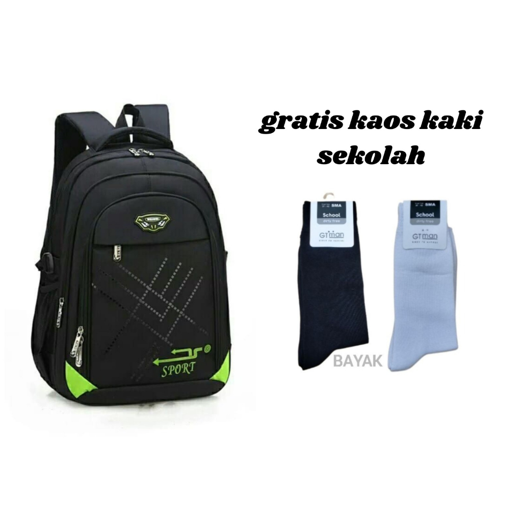 tas sekolah anak laki laki anak perempuan sd smp multifungsi ( spot lis ) free kaos kaki