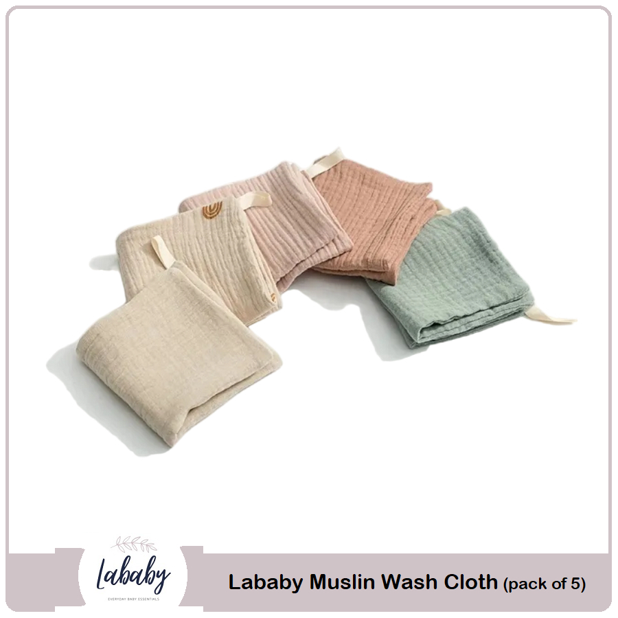 Lababy Muslin Wash Cloth pack of 5 | Kain Washlap Bayi