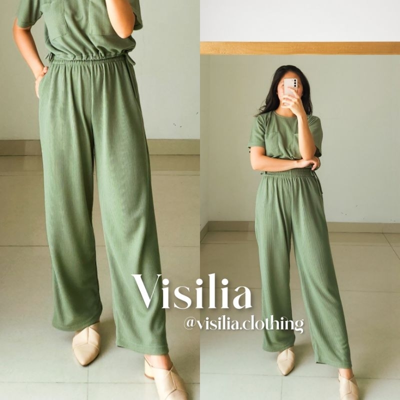 [VISILIA] Fiona Culottes | Kulot Rajut High Waist Korea Celana Stylish Bahan Waffle Uniqlo Super Pre