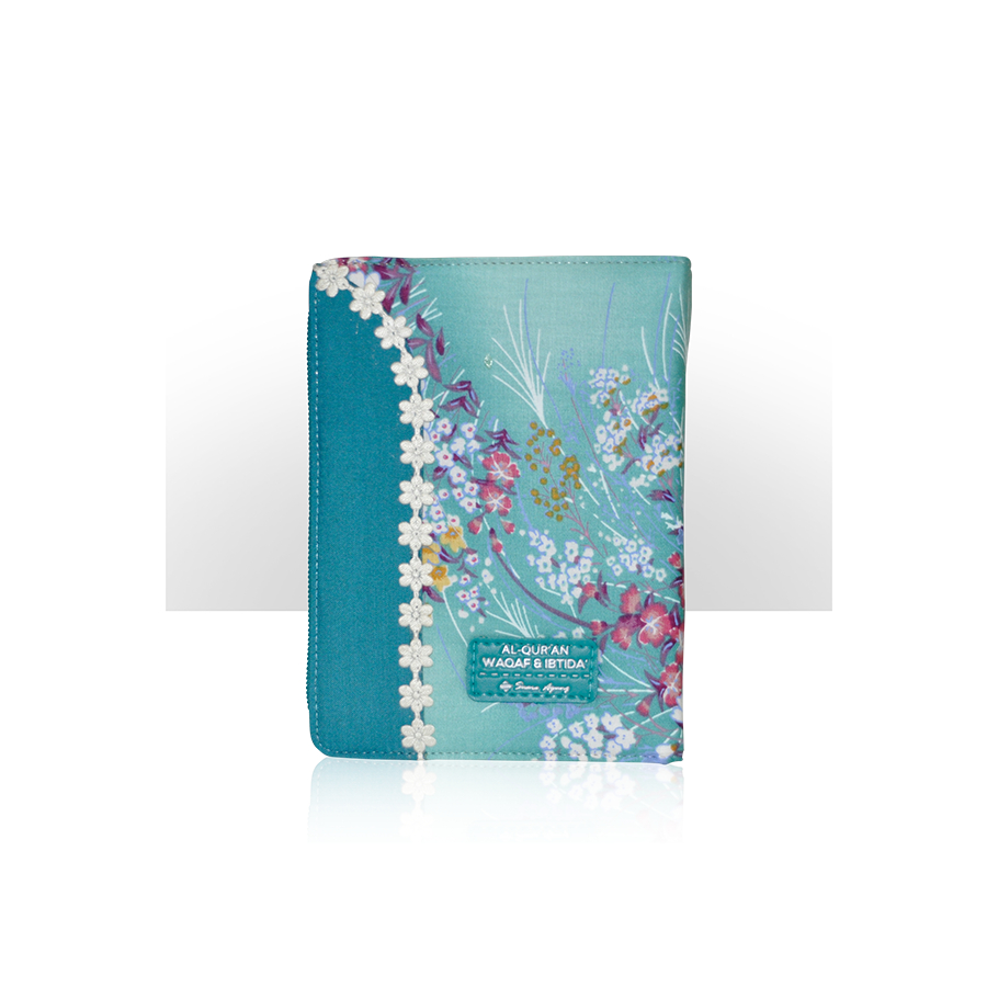 Al Quran Waqaf Ibtida Resleting Kain A6 (Biru) - suara agung