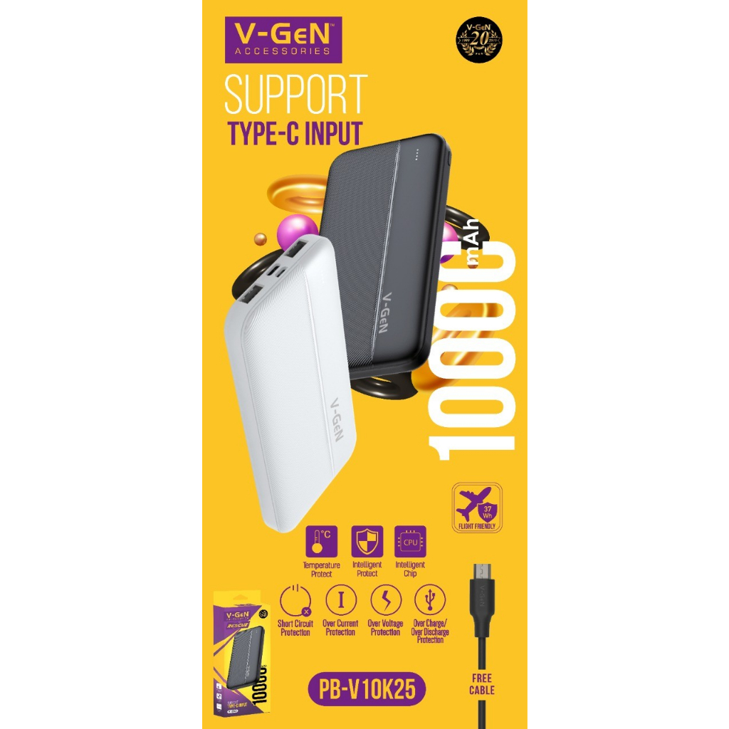 Powerbank VGEN PB-V10K25 10000mah Original Dual Input Slim Design