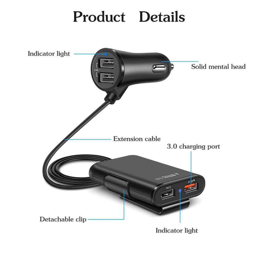 Trend-Car Charger Mobil Fast Charging 3.1A Qualcomm Quick Charger 4 Port USB