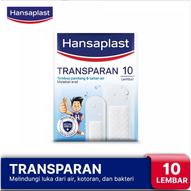 HANSAPLAST TRANSPARAN 10s / plaster luka transparant tembus pandang dan tahan air 10 sheet