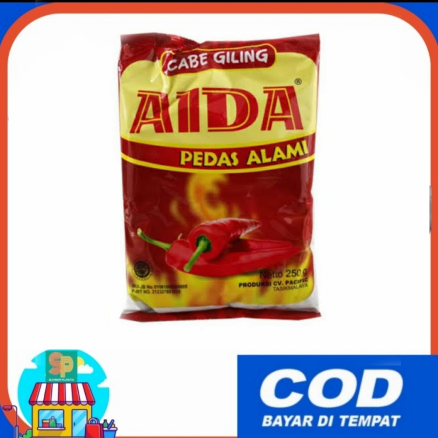 

Bumbu Tabur Serbuk Bubuk Cabe Giling Pedas Aida 250 gram Per 1 Bungkus