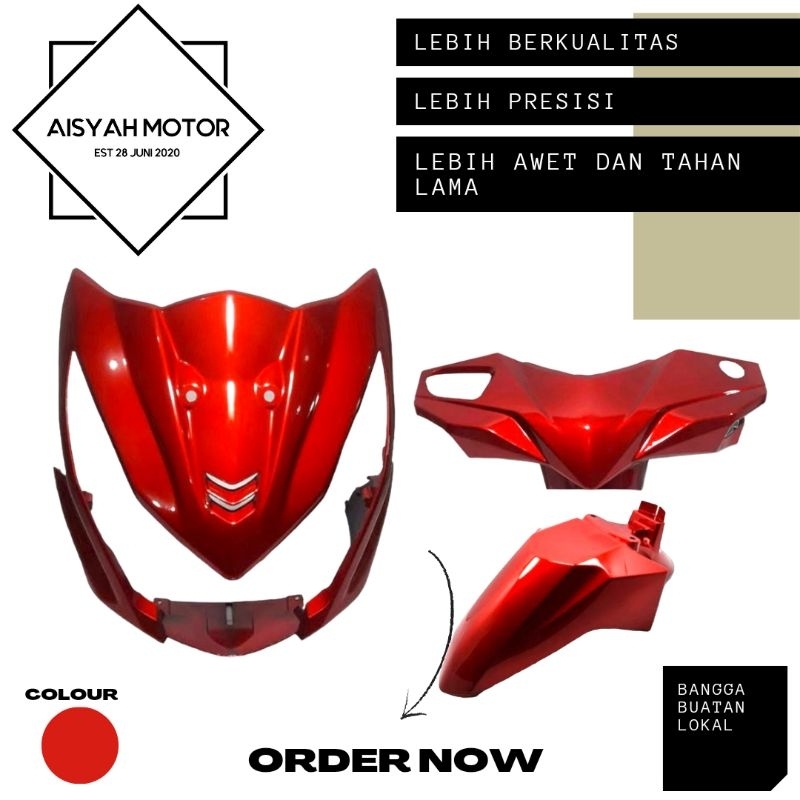 Cover Bodi Bagian Depan Honda Beat FI Warna Merah Tahun 2012-2014