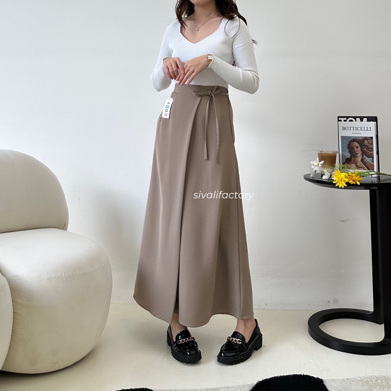 SIVALI Odila Skirt 803/804 - Polyester Skirt Anti Kusut - Midi Maxi Korean Loose Skirt - Rok Wanita