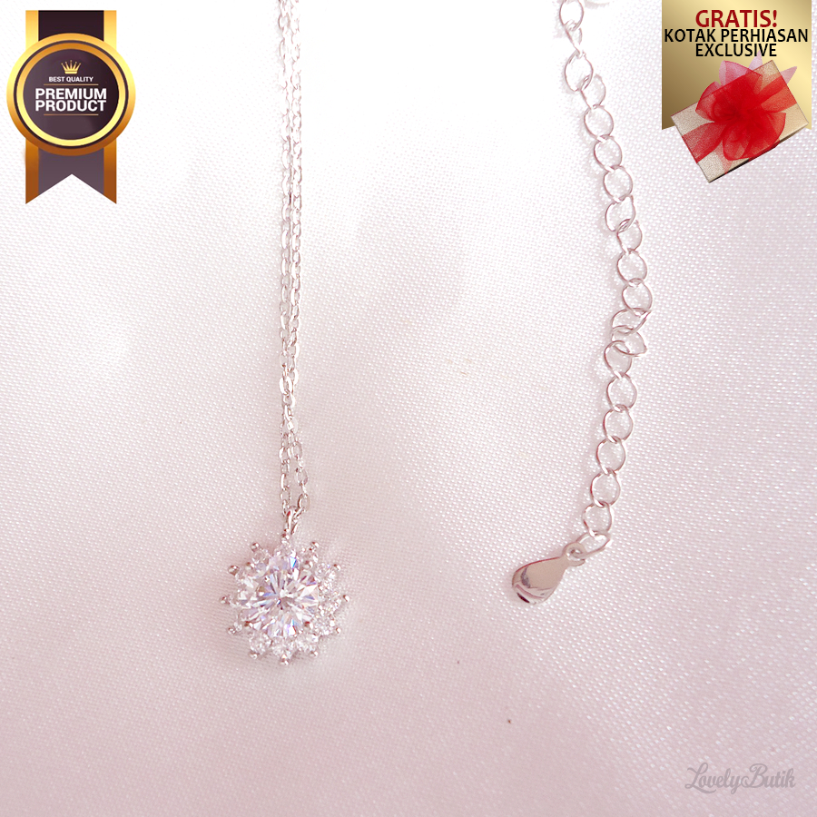 Necklace 925 Sterling Silver Premium Wanita Kalung Perak Silver Korea Mewah Kekinian Shin3  - Lovelybutik