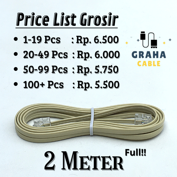 Kabel Telpon - LINE Telepon + Pin RJ11 2Meter