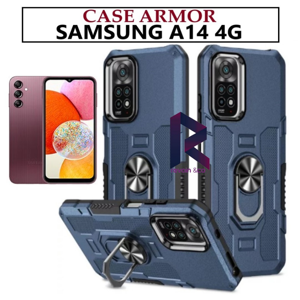 Case Armor SAMSUNG A14 4G Iring Cincin Magnetic Kesing Hp Protect kamera Premium Hard Case Standing Robot Pelindung Kamera