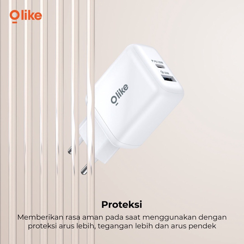 Olike C401 Kepala Charger Adapter Qualcomm Quick Charge 3.0 Power Delivery 20W Dual Port - Garansi 1 Tahun