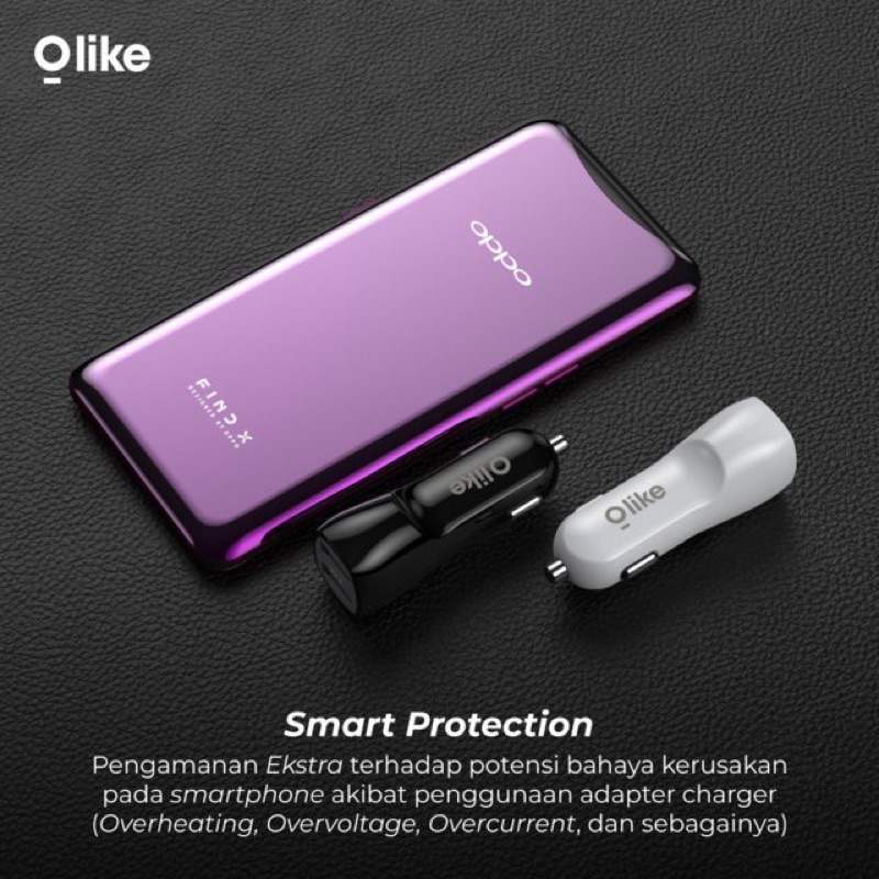 Olike R1 Car Charger Mobil Dual Port USB Fast Charging 2.4A - Garansi 1 Tahun