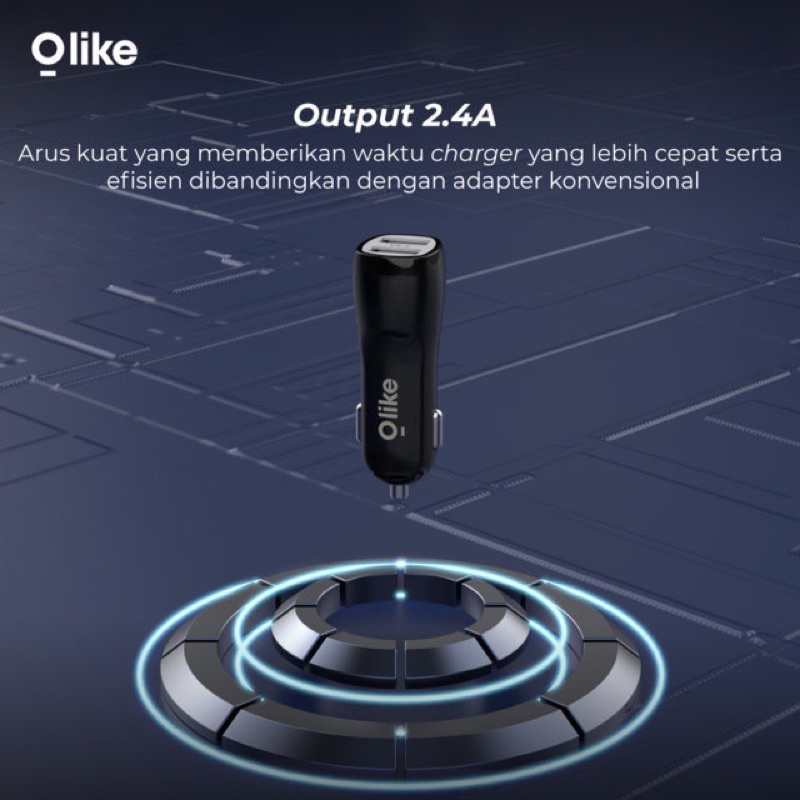 Olike R1 Car Charger Mobil Dual Port USB Fast Charging 2.4A - Garansi 1 Tahun