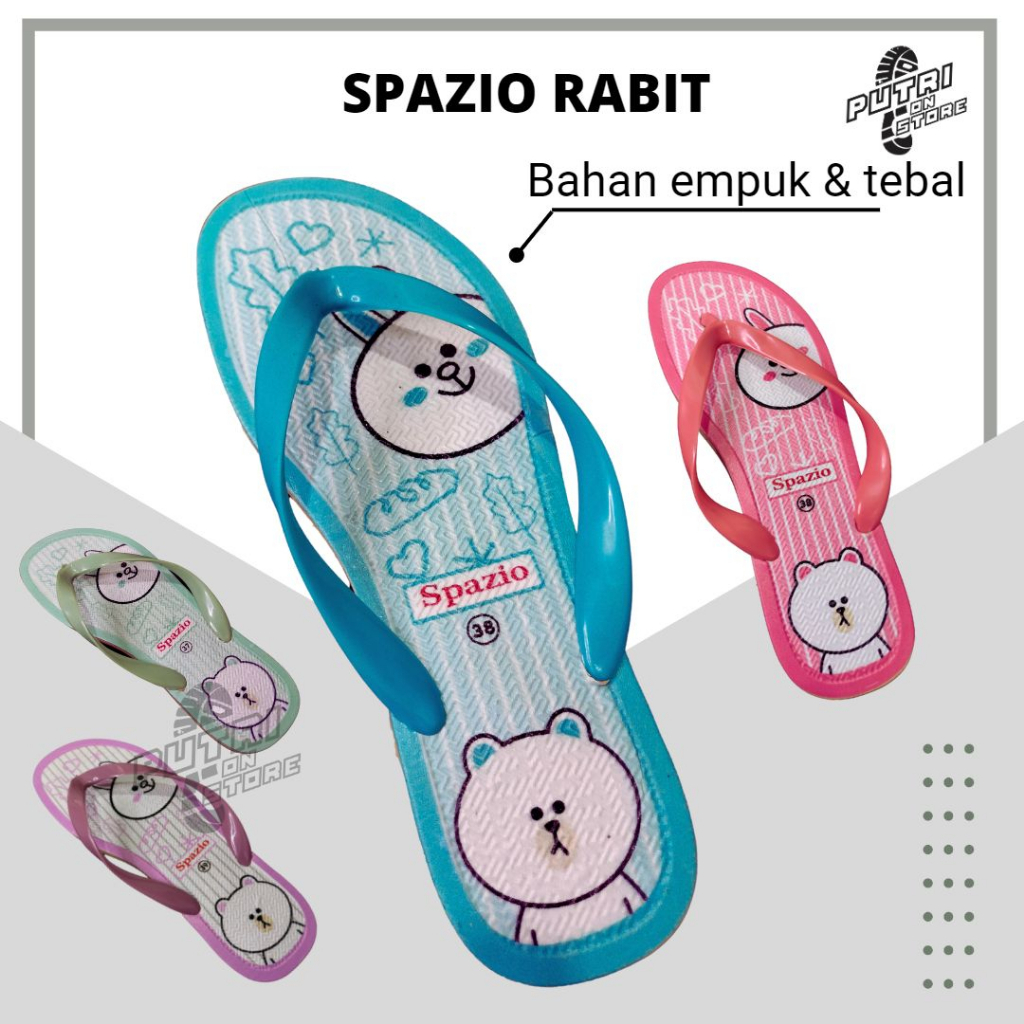 Sandal japit jelly wanita perempuan motif karakter lucu gemes terbaru SPAZIO