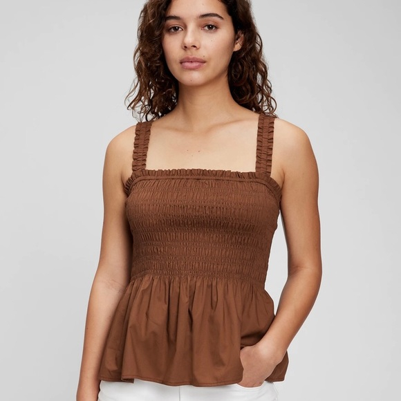 Gap Smocked Peplum Tank Top brown